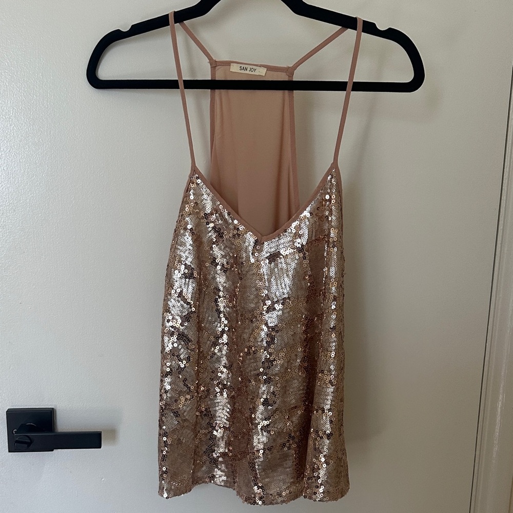 San Joy Gold Sequin Tank Top